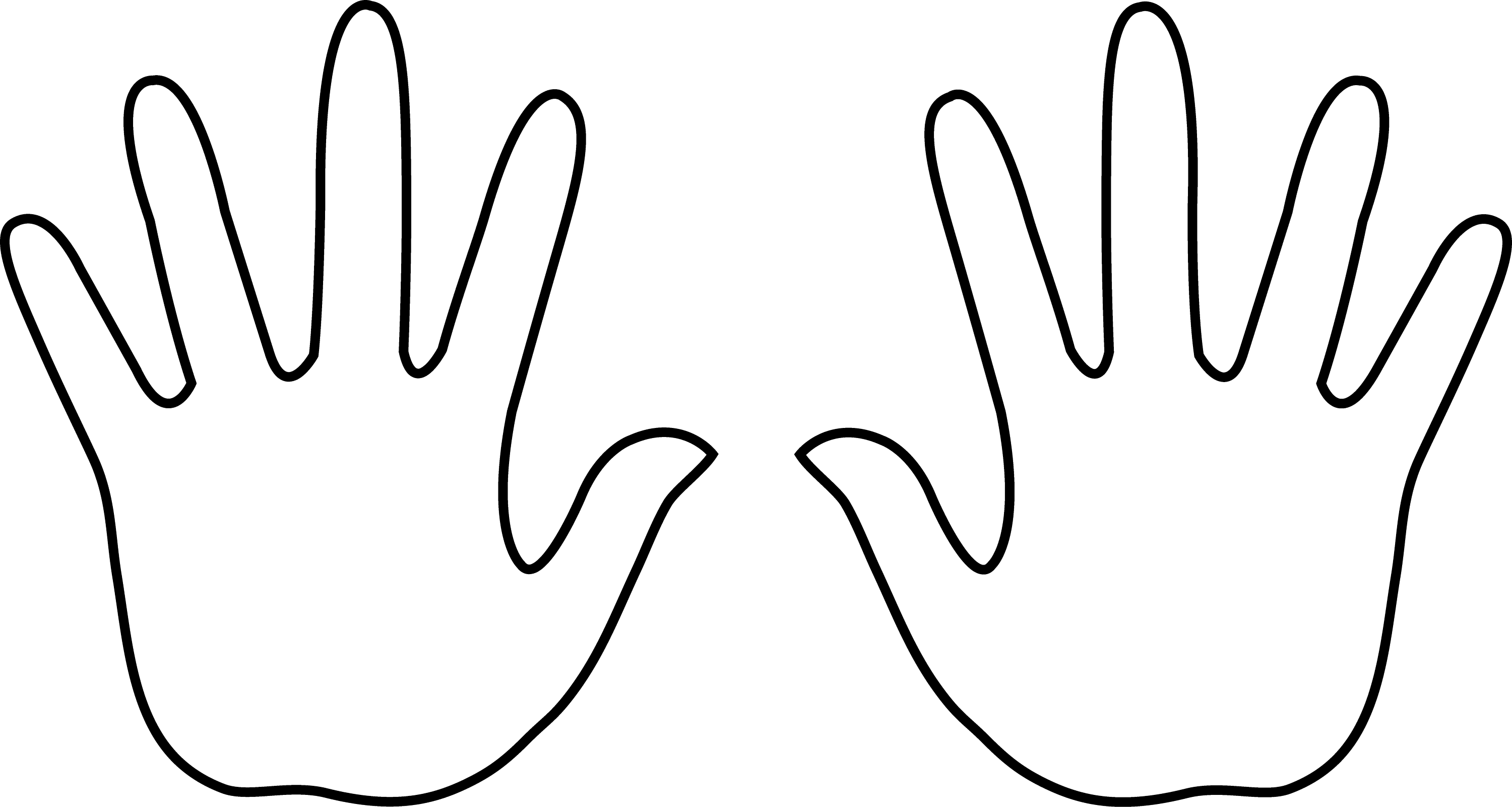 Download Colorable Hand Prints - Free Clip Art