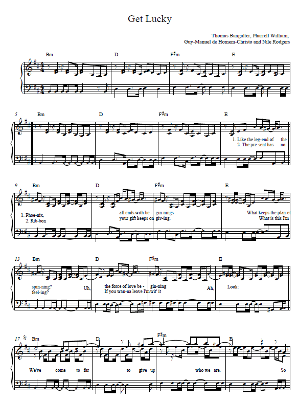 Get Lucky Piano Sheet And Piano Tutorial