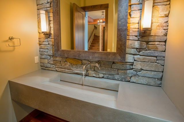 Lakeshore Mansion custom concrete vanity with integral sink