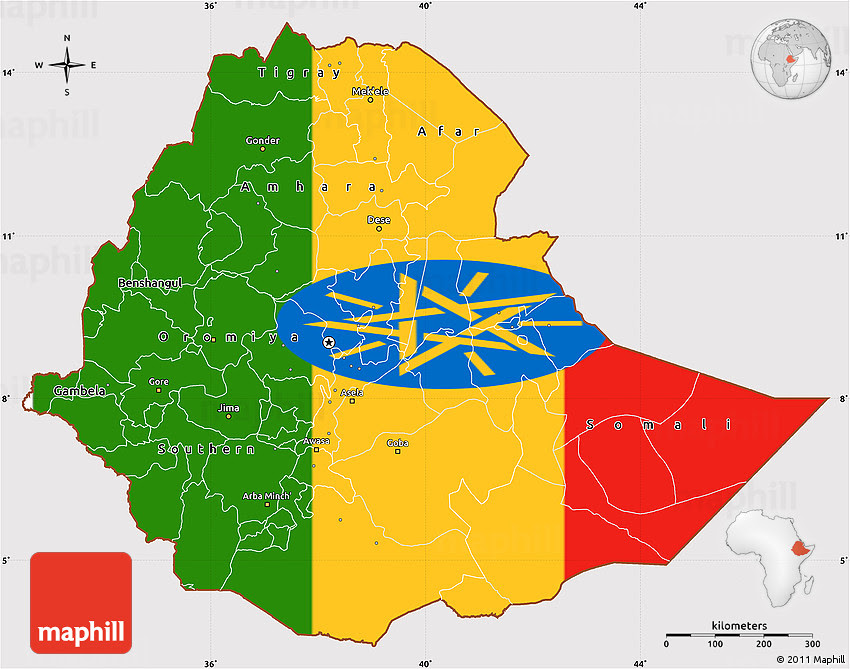 Flag Simple Map Of Ethiopia Flag Rotated