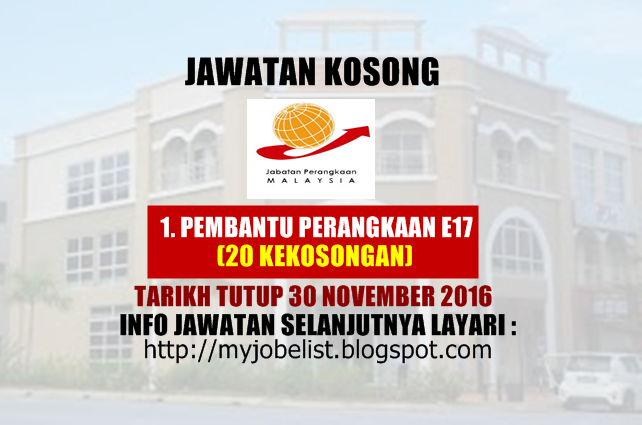 Jawatan Kosong di Jabatan Perangkaan Malaysia November 2016