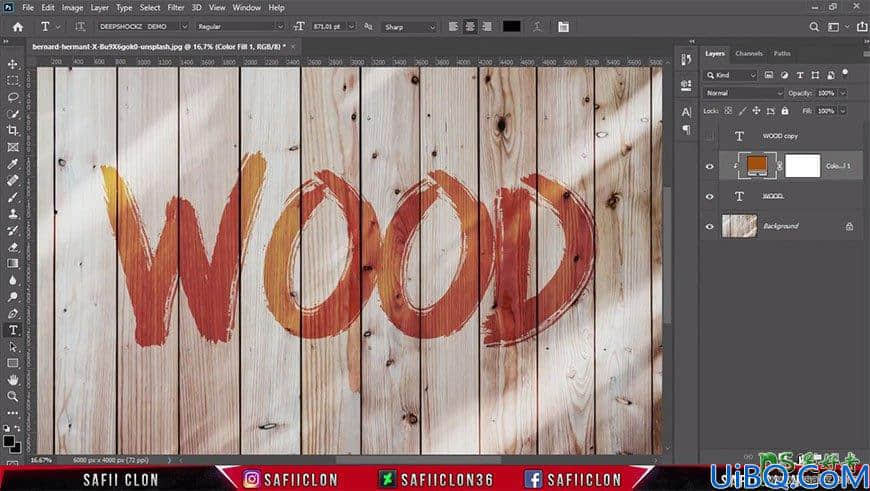 Photoshop制作木板上雕刻效果的文字 木纹立体字效 文字特效 优艾设计师网 设计界精英聚集地 专业ps设计 Ps 自学网站 Ui美工设计教程分享平台