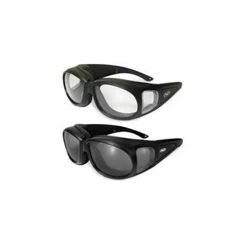 2 Motorcycle Safety Sunglasses Fits Over MOST Rx Glasses Smoke and Clear Day & Night Usage Meets ANSI Z87.1 Standards For Safety Glasses Has Soft Airy Foam Padding