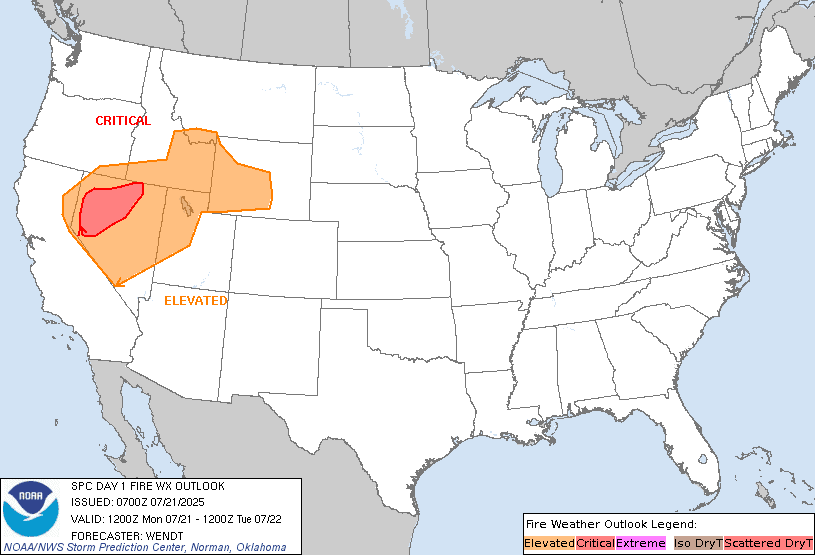 Lastest Day 1 fire weather forecast