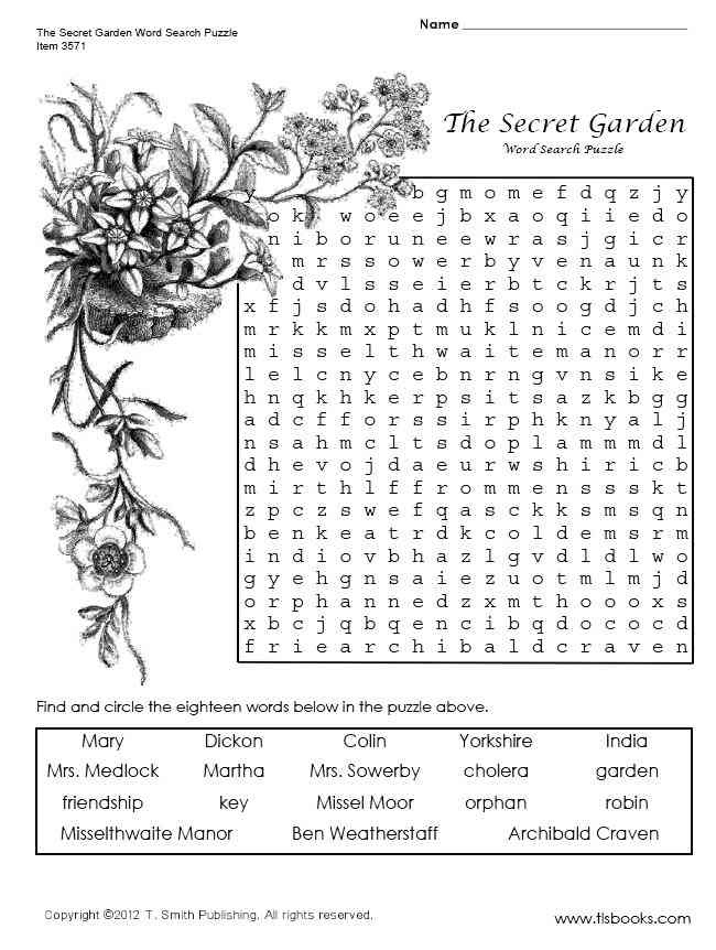 Snapshot image of The Secret Garden Word Search Puzzle from www ...