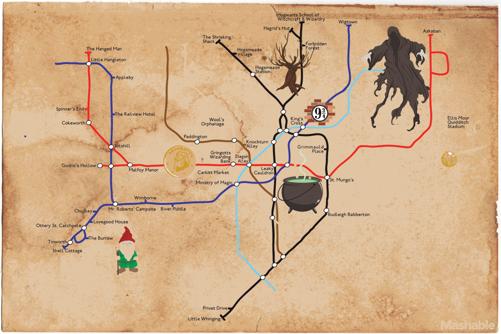 Mira el mapa del mundo de Harry Potter