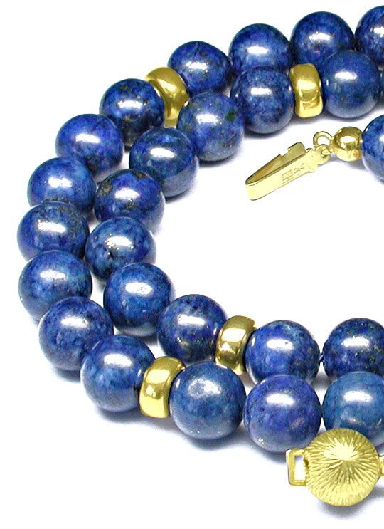 Original-Foto 2, 1A LAPISLAZULI-KETTE GOLD-VERSCHLUSS, -TEILE LUXUS! NEU