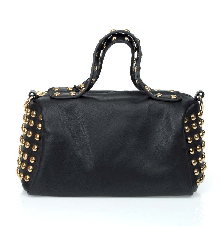 Designer Inspired Small Faux Leather Handbag wRhinestone Decor