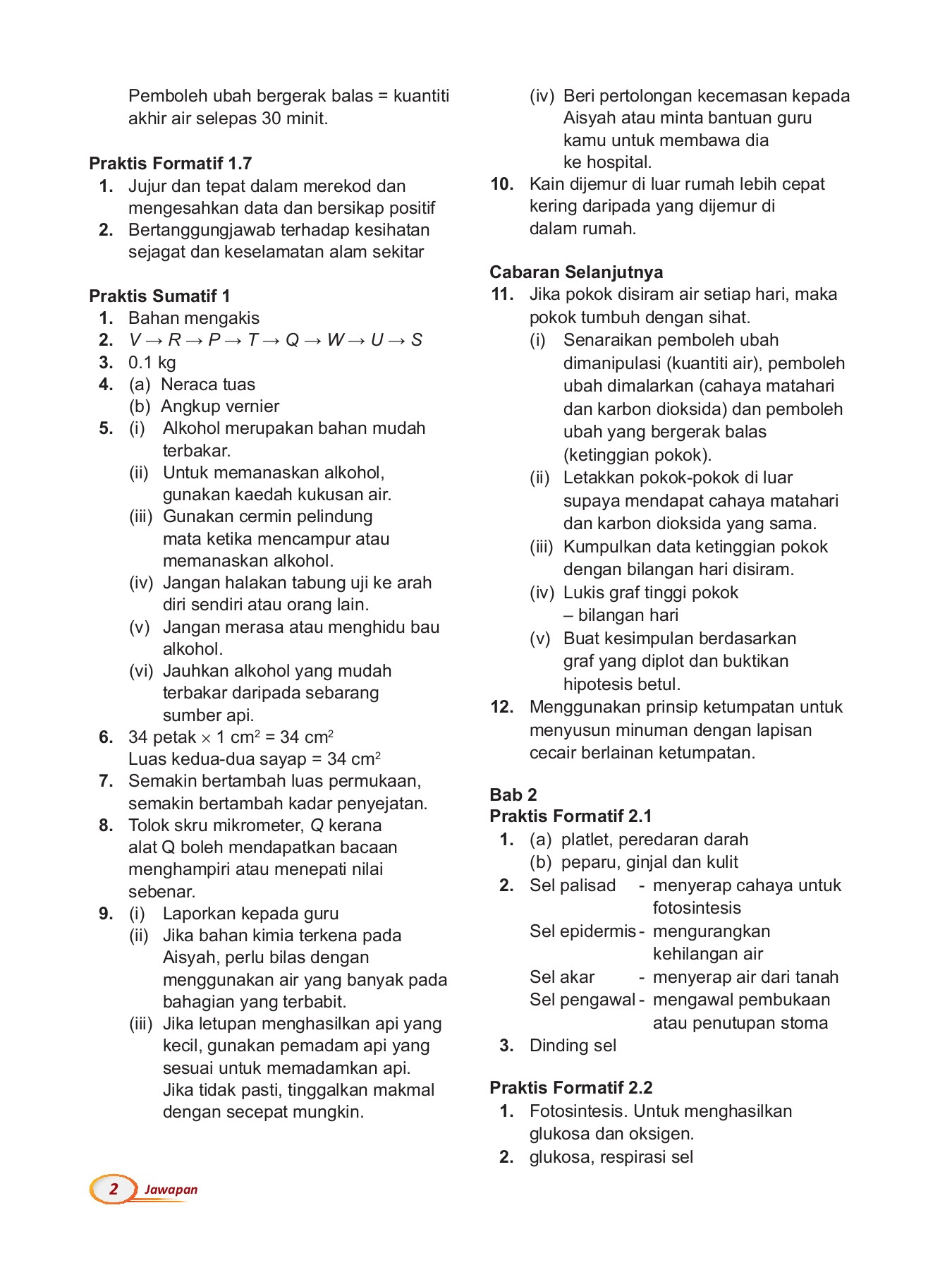 Jawapan Buku Teks Sains Tingkatan 1