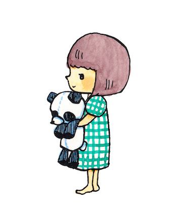 女の子とパンダのぬいぐるみ Fukunofuku