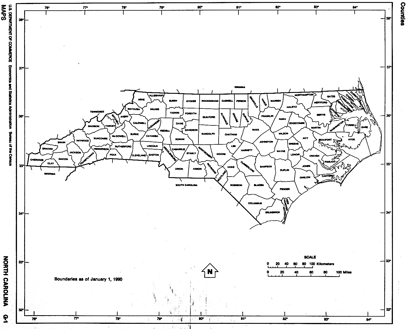 North Carolina Free Map