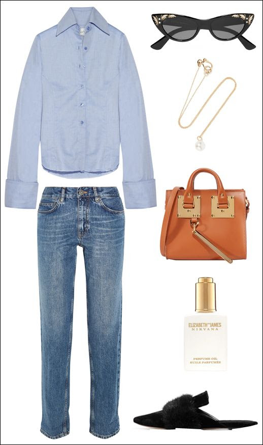 Le Fashion Blog Fall Style Marques Almeida Oversize Sleeves Long Cuffs Cat Eye Gucci Sunglasses Pearl Necklace Sophie Hulme Bag MIH Jeans Elizabeth James Nirvana Oil Sanayi313 Velvet Slippers
