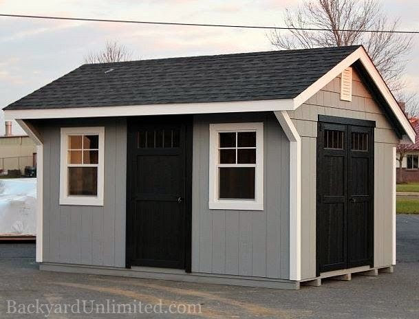 Garden Shed with Transom Doors, Additional Single Door, Gable Vents 