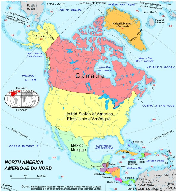 carte amerique du nord et canada Amérique du nord : carte de l'Amérique du nord et Centrale, toutes 