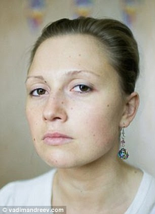 Rainbow bright: This woman is given colourful eyes and clearer skin