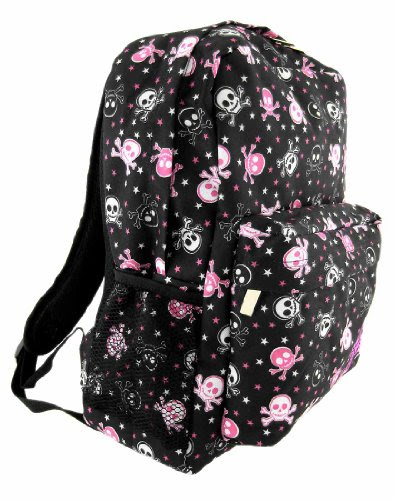 Black Pink Skull Crossbones Backpack
