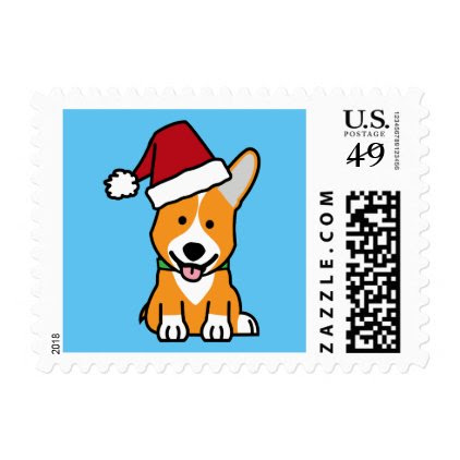 Corgi dog puppy Pembroke Welsh Christmas Santa hat Postage