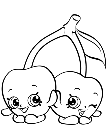 cheeky cherries shopkin coloring page  free printable