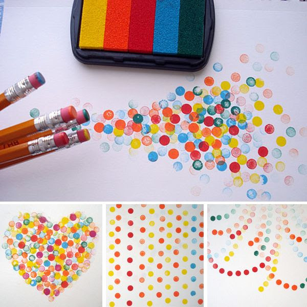 stamping with pencil erasers
