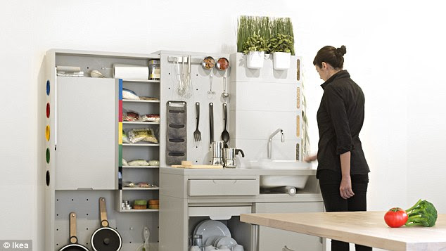 An in-kitchen composting system could compress leftover food waste into dry, odourless packages with the extracted water used for indoor plants