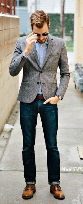 Grey Blazer With Dark Jeans Best Fashion Blog For Men Theunstitchd Com