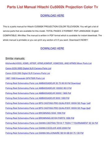 eBook Parts List Manual Hitachi Cu5002k Projection Color Tv (PDF / ePub)