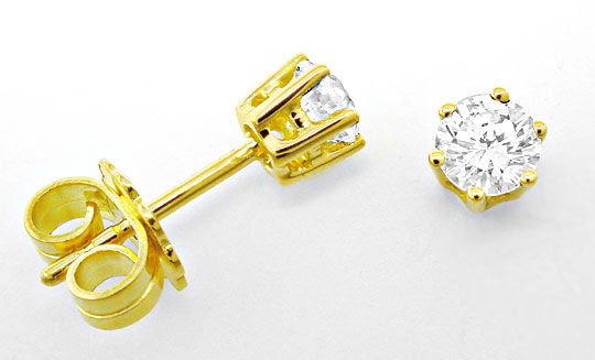 Original-Foto 1, BRILLANT-OHRSTECKER 18K GELBGOLD 0,55 CARAT LUXUS! NEU!