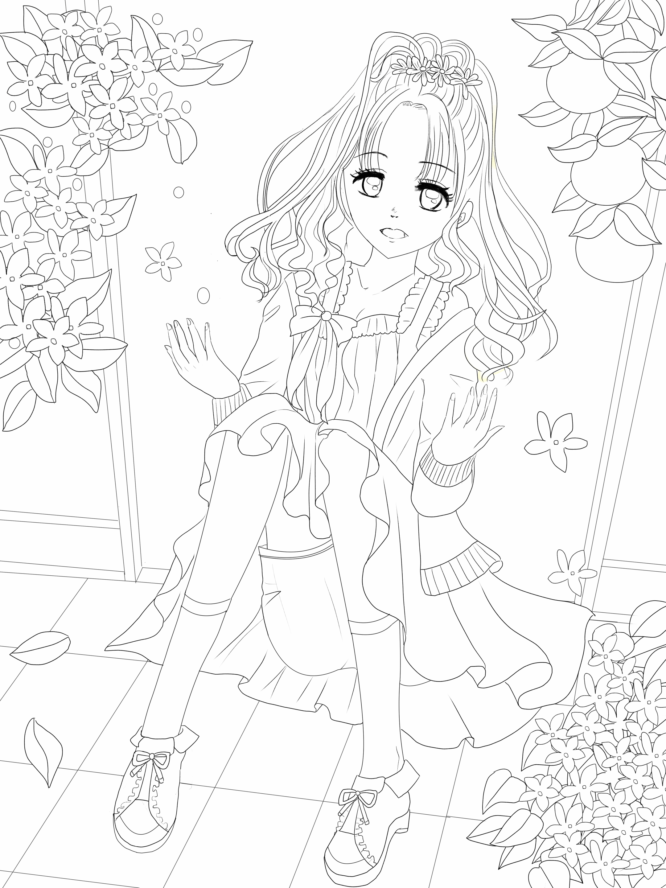いろいろ おしゃれ かわいい 塗り絵 イラスト 女の子