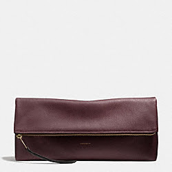 THE LARGE PEBBLED LEATHER CLUTCHABLE - COACH f28148 - LIGHT GOLD/OXBLOOD