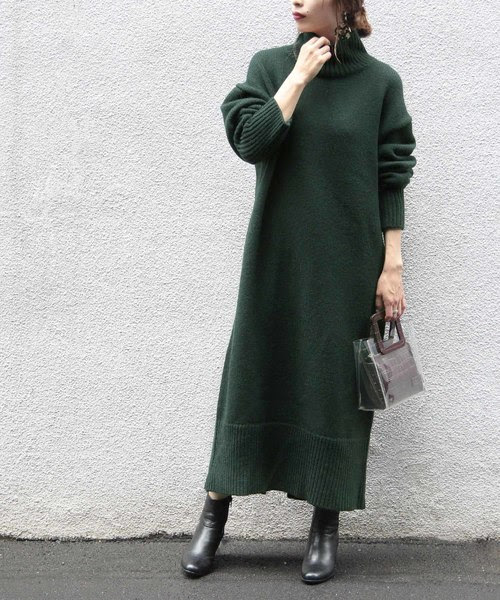 タートルバックスリットニットワンピース ワンピース Adam Et Rope アダムエロペ のファッション Adam ワンピース Et Web限定