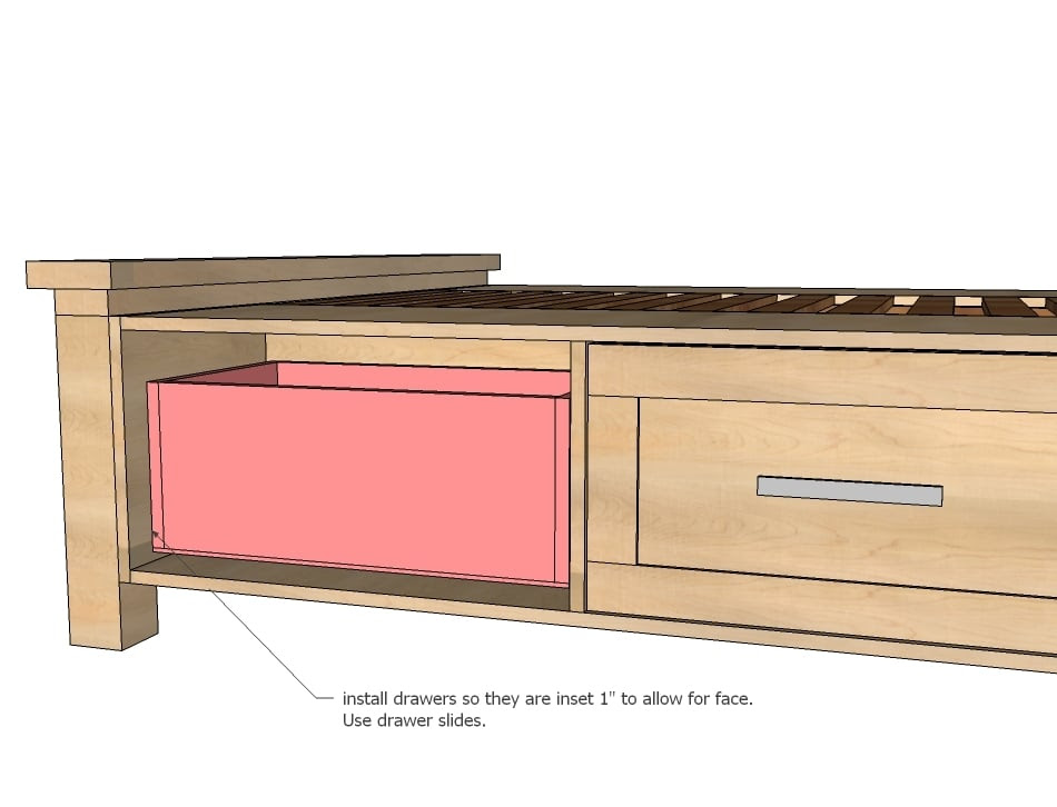 Bed with Storage Drawers Plans