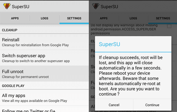 unroot android without pc