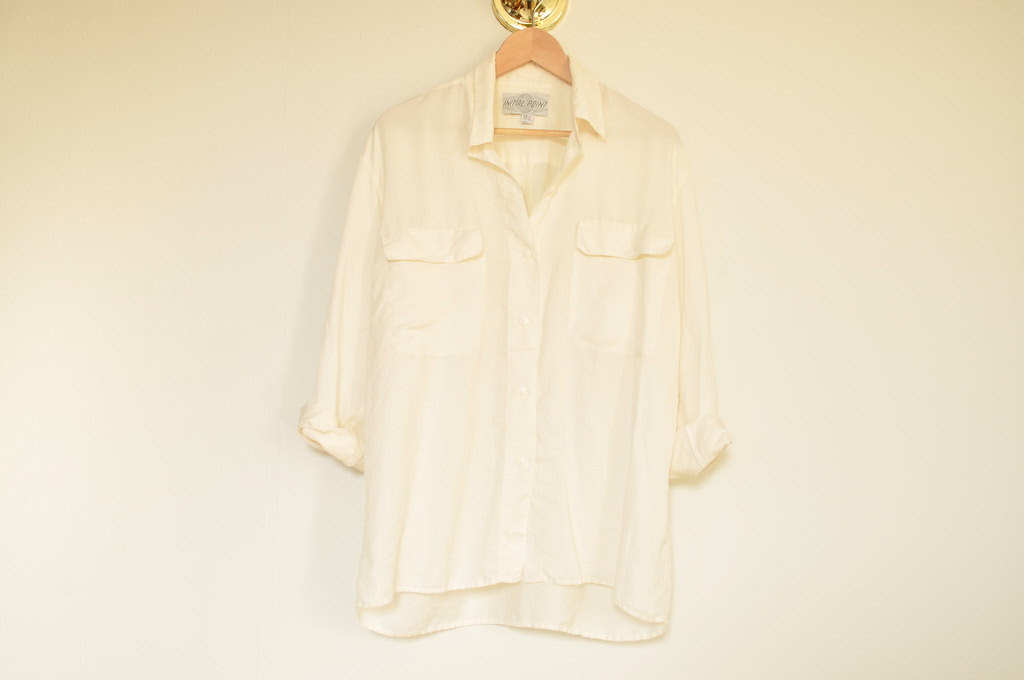 vintage cream silk top