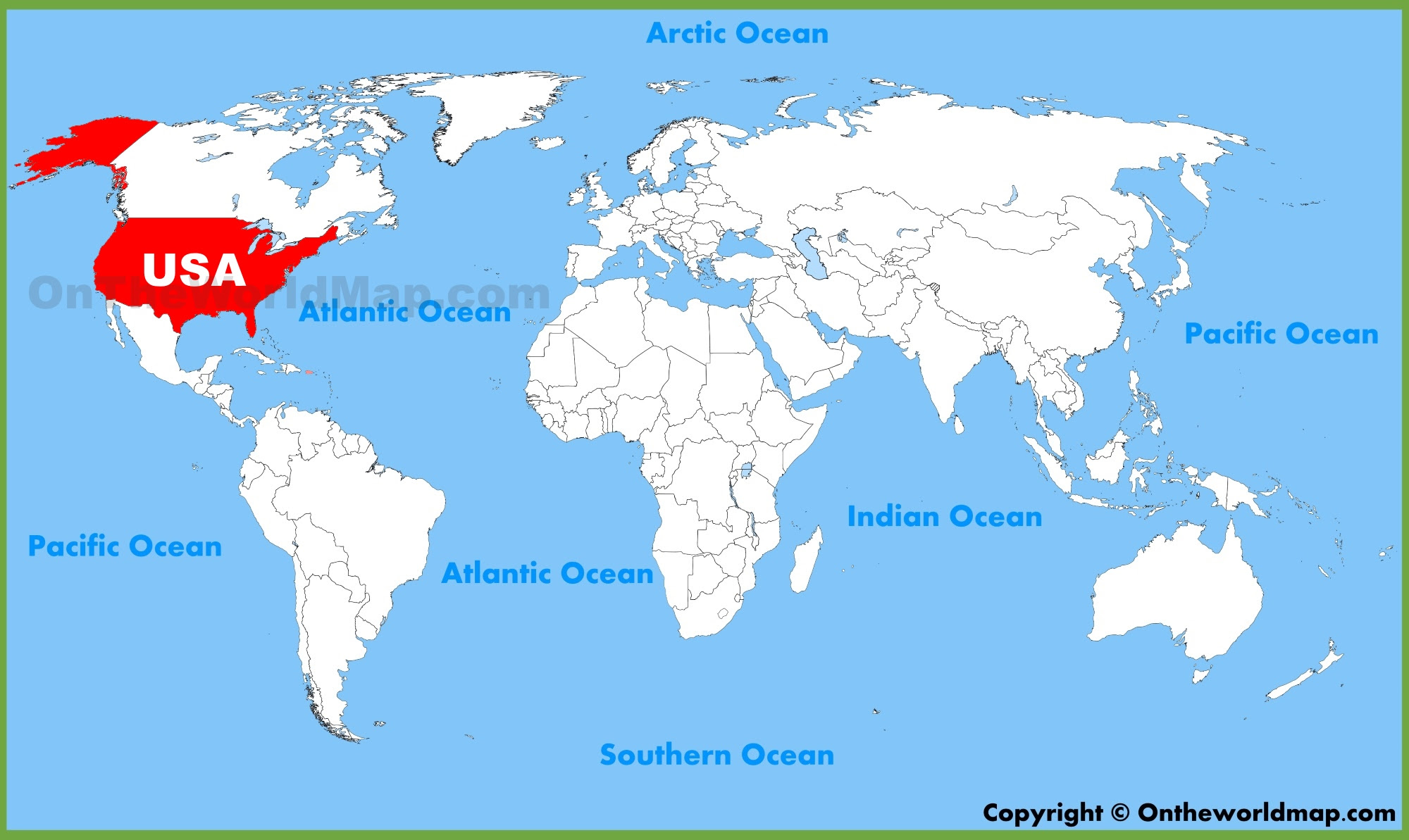 Map Of The World Us USA (United States) location on the World Map