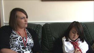 Hannah Dudley and Loretta share the family sofa