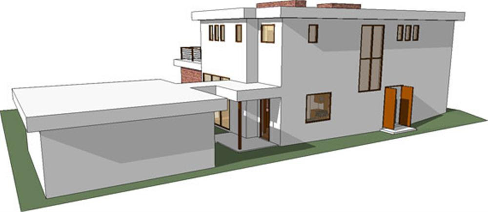 planos de casas modernas. Vista Posterior Casa Moderna #