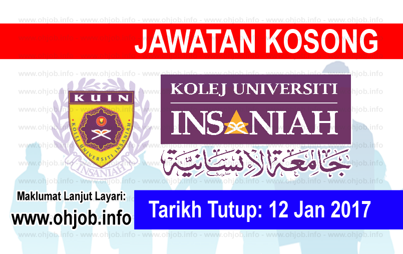 Jawatan Kerja Kosong Kolej Universiti Insaniah (KUIN) logo www.ohjob.info januari 2017