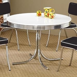 Amazon.com - Coaster Retro Round Dining Kitchen Table in Chrome 
