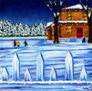 Daily Painting #236 - Ice Skating at Dusk - Winter Landscape