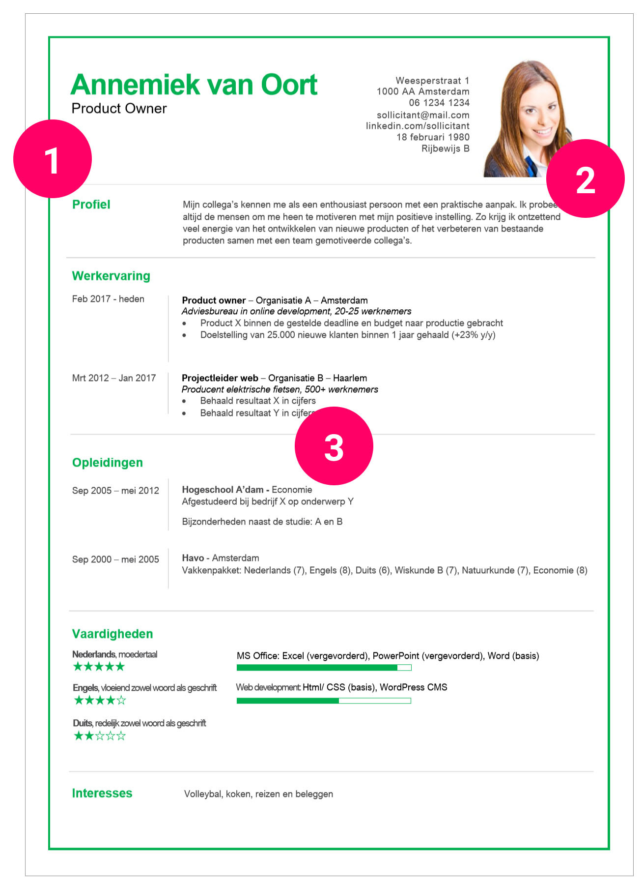 Curriculum vitae voorbeeld zonder werkervaring