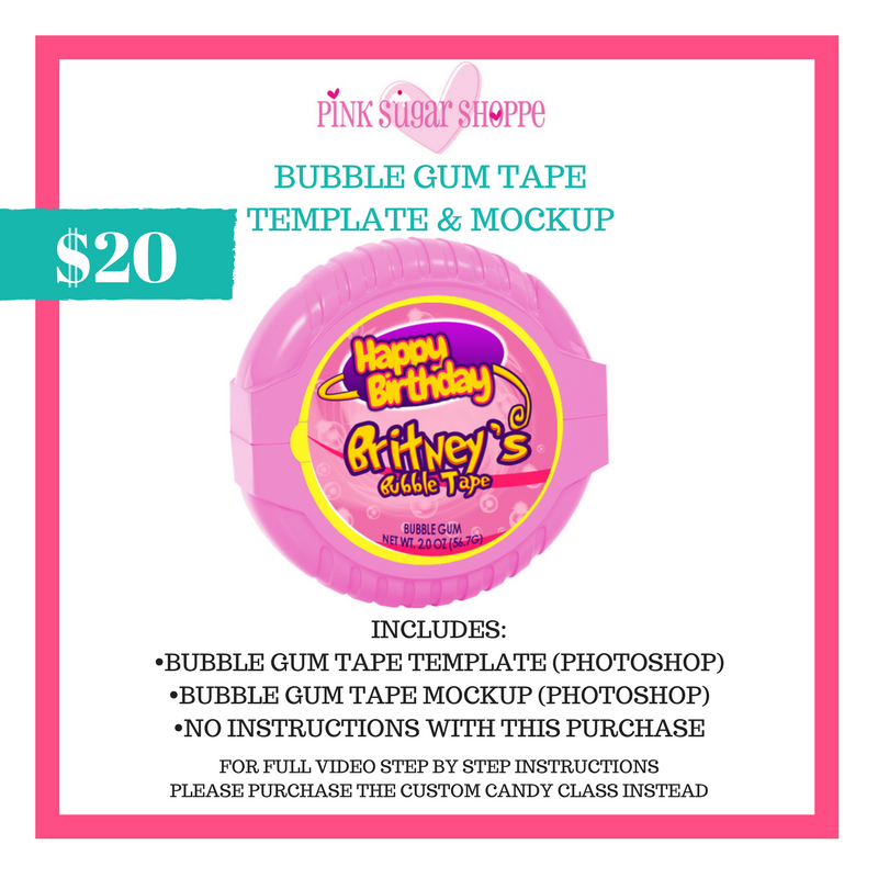 Download Pink Sugar Shoppe Bubble Gum Tape Template Mockup Pink Sugar Shoppe