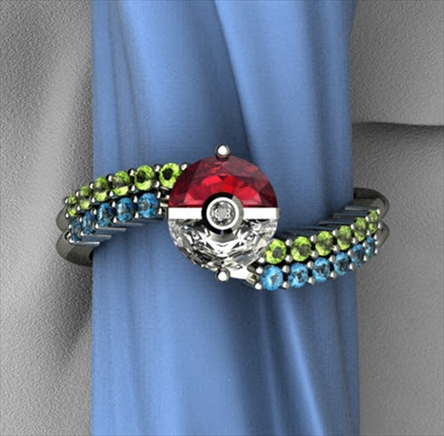 君に決めた モンスターボールデザインのポケモン キラキラエンゲージリング そうさめも