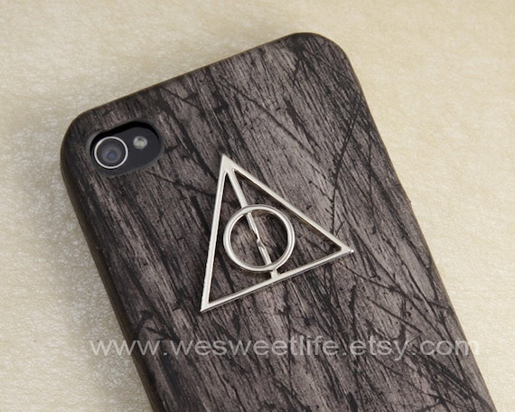 Harry potter Deathly Hallows iphone case, Iphone 4 Case, Black Wooden Iphone case, Iphone 4S case, for Iphone 4, 4s, 4g
