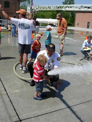 Garrett with the fire hose