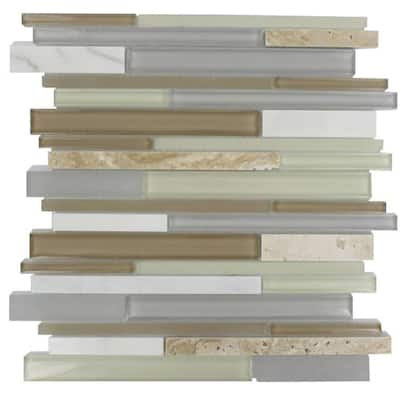 Splashback Glass Tile Cleveland Bainbridge Random Brick 12 in. x 12 in. Mixed Materials Floor and Wall Tile