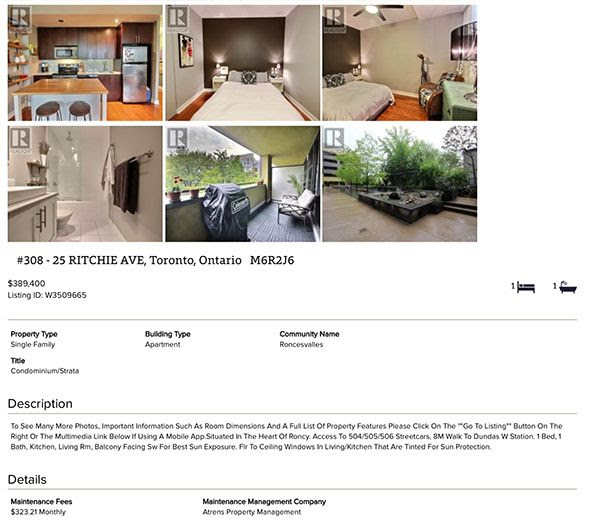 toronto condo 400K