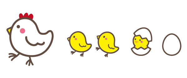 鶏とひよこのかわいい親子イラスト