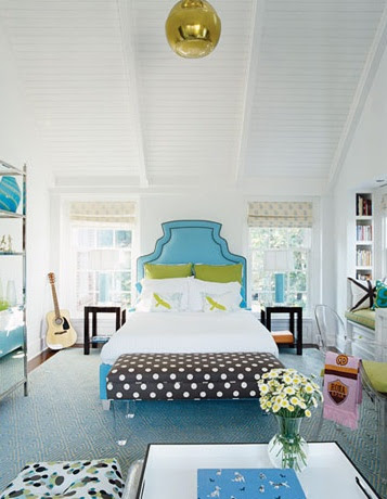 Lucite Bench - Contemporary - girl's room - House Beautiful