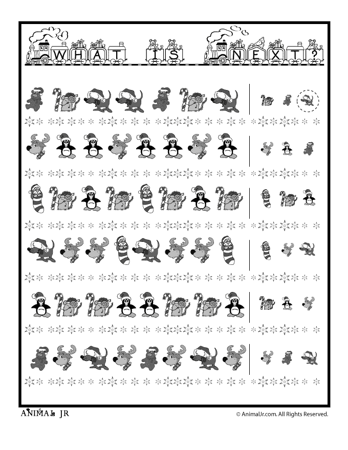 Animal Jr. | Christmas Math Worksheet – Picture Patterns