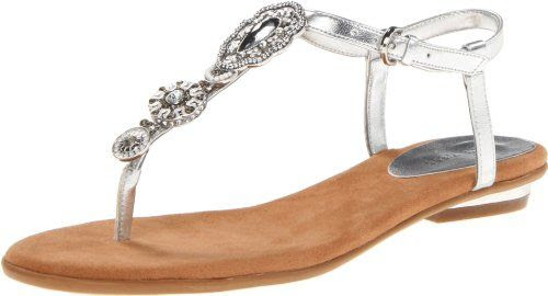 Nine West Women's Issina Thong Sandal,Silver Synthetic,5 M US Nine ...